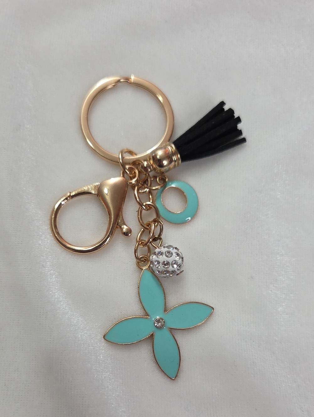 Ladies Blue Clover Trendy Keychain Bag Charm Purse Charm Accessories Rhinestones - Picture 3 of 5